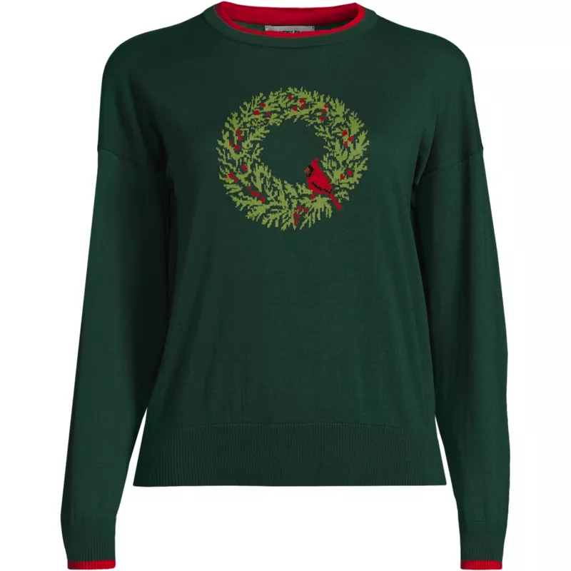 Women's Drifter Lite Double Trim Jacquard Crew Sweater, Front