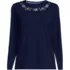 Women's Supima Cotton Long Sleeve Embroidered Crew Neck T-Shirt, Front