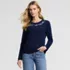 Women's Supima Cotton Long Sleeve Embroidered Crew Neck T-Shirt, Front
