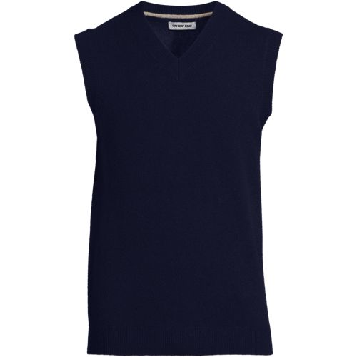 Pure Lambswool Sleeveless Jumper, Men, size: S, regular, Blue, Wool, by Lands' End