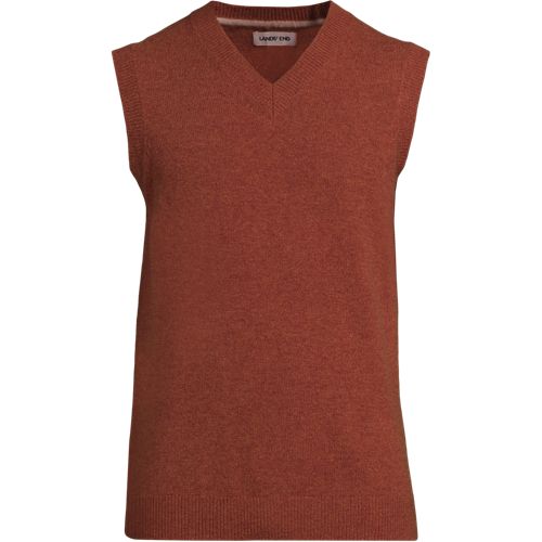 Pure Lambswool Sleeveless Jumper, Men, size: S, regular, Orange, Wool, by Lands' End