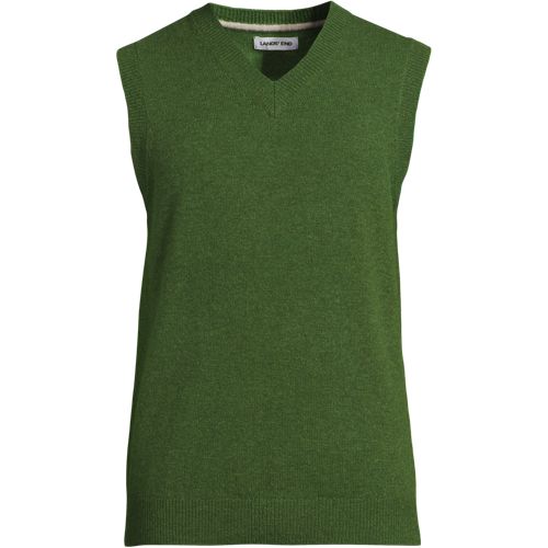 Pure Lambswool Sleeveless Jumper, Men, size: S, regular, Green, Wool, by Lands' End