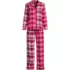 Women's Flannel Patchwork 2 Piece Pajama Set - Long Sleeve Shirt and Pants, Front