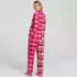 Women's Flannel Patchwork 2 Piece Pajama Set - Long Sleeve Shirt and Pants, Back