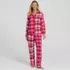 Women's Flannel Patchwork 2 Piece Pajama Set - Long Sleeve Shirt and Pants, Front