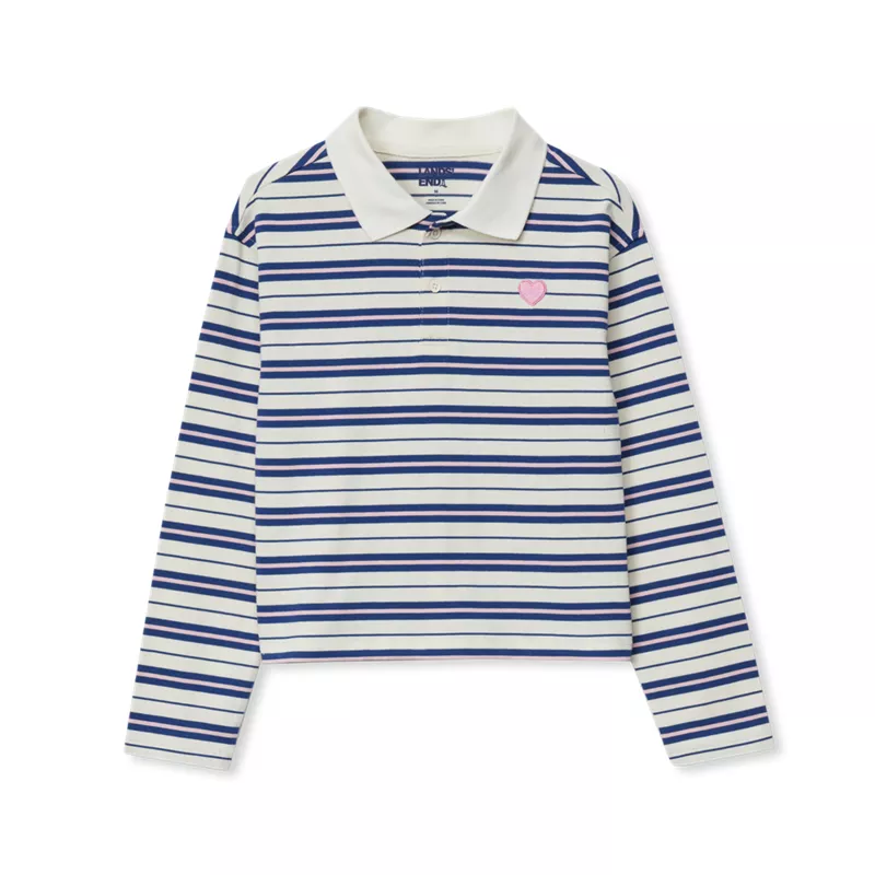 Girls Long Sleeve Collared Polo Shirt, alternative image