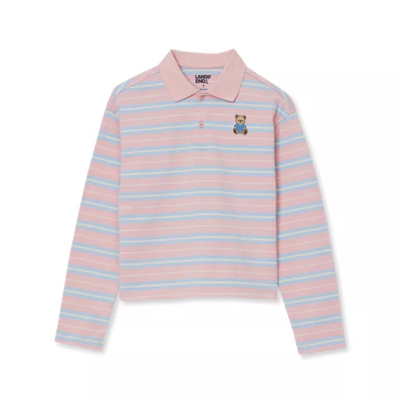 Girls Long Sleeve Collared Polo Shirt - primary