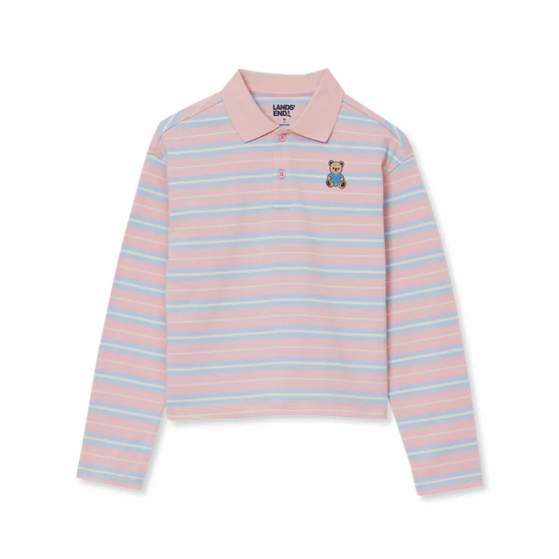 Girls Long Sleeve Collared Polo Shirt, alternative image