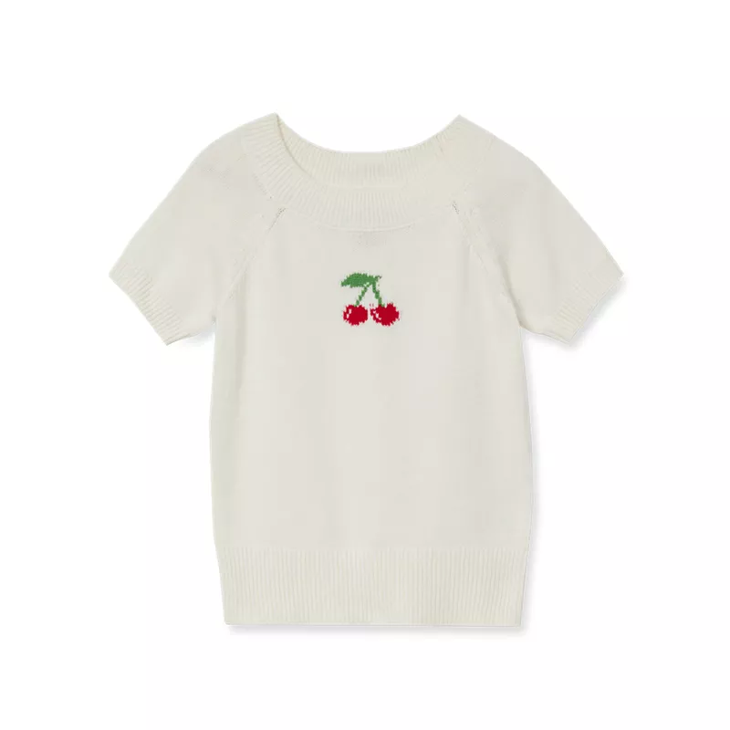 Girls Short Sleeve Fitted Sweater, alternative image