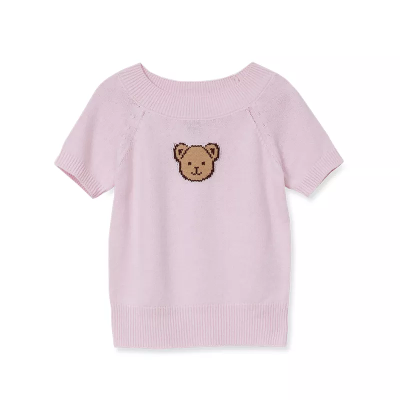 Girls Short Sleeve Fitted Sweater, alternative image