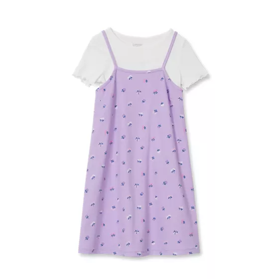 Girls Slip Dress With Ribbed Knit Tee Set - primary