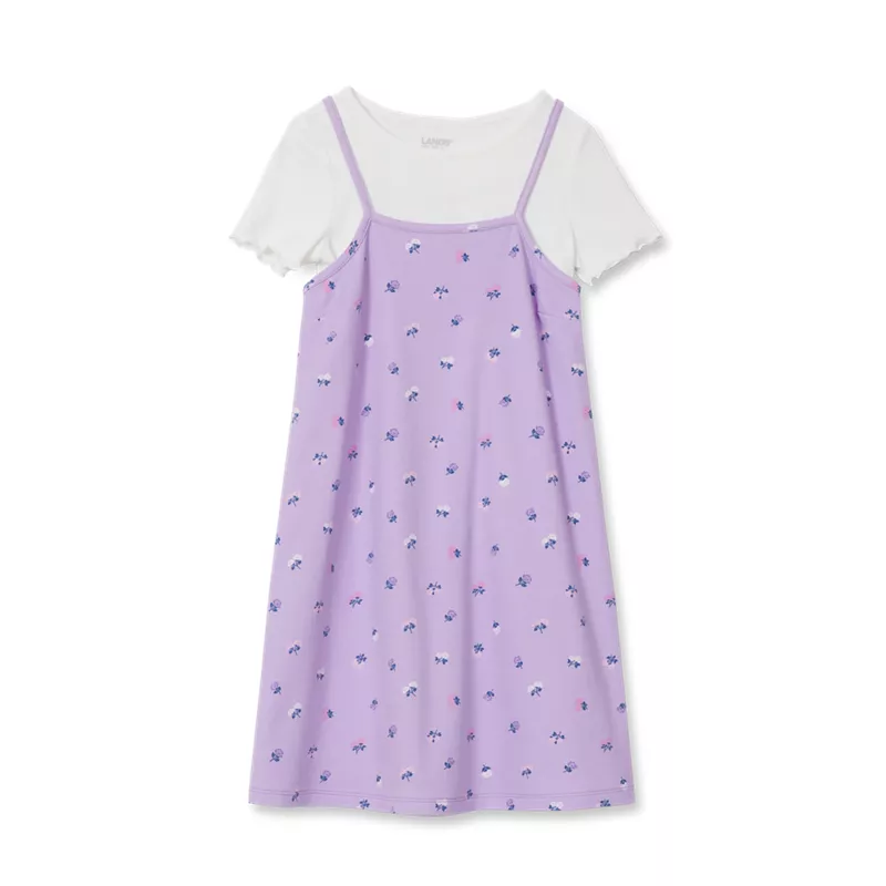 Girls Slip Dress With Ribbed Knit Tee Set, alternative image