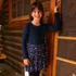 Girls Long Sleeve Ribbed Tiered Dress, alternative image