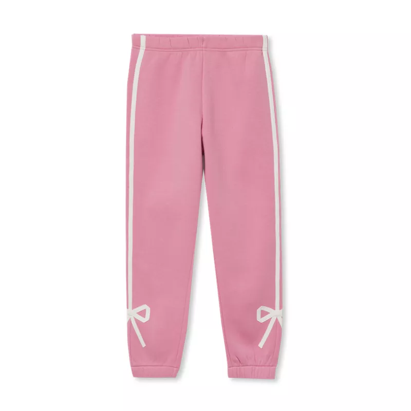 Girls Fleece Bow Joggers, alternative image
