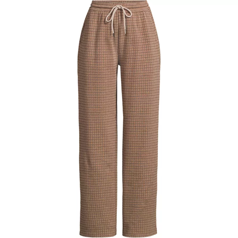 Women's Plus Size Sport Knit Jacquard High Rise Relaxed Straight Leg Pants, Front