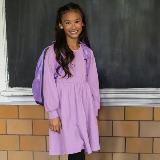 Girls Long Sleeve Rib Knit Tunic - primary