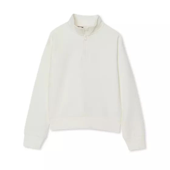 Girls Long Sleeve Double Knit Quarter Zip - primary