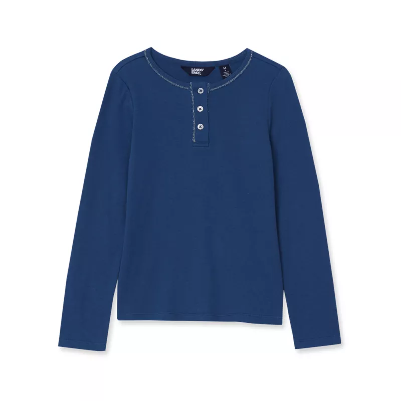 Girls Long Sleeve Ribbed Henley Shirt, alternative image