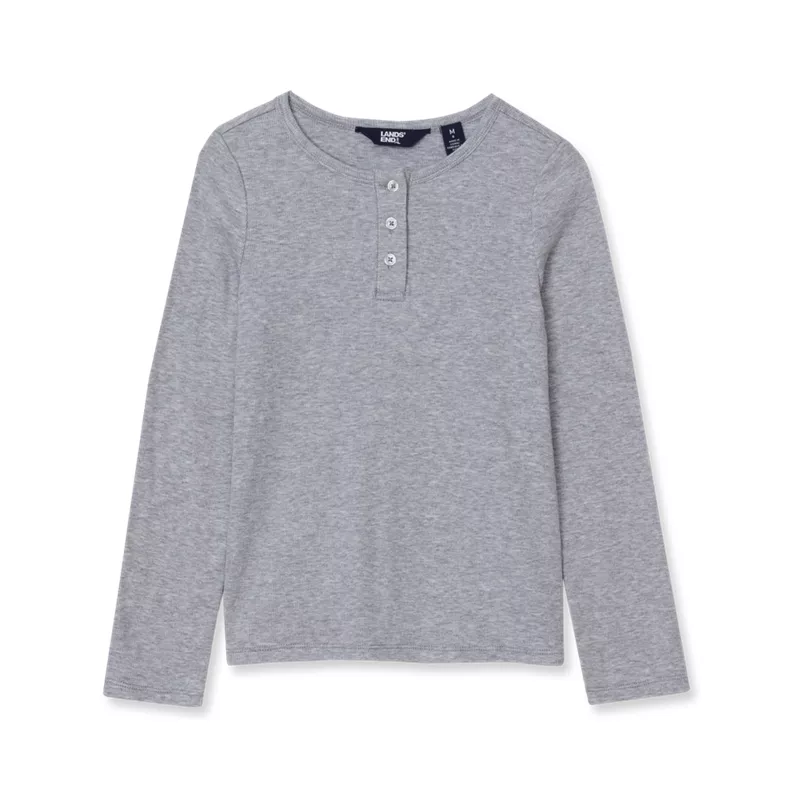 Girls Long Sleeve Ribbed Henley Shirt, alternative image