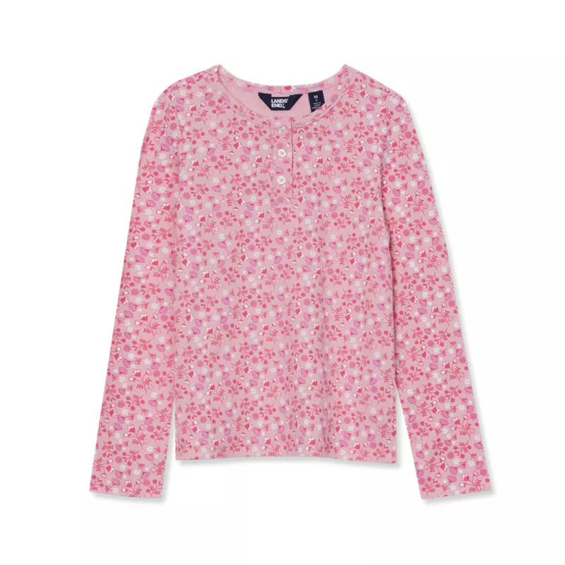 Girls Long Sleeve Ribbed Henley Shirt, alternative image