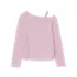 Girls Long Sleeve One Shoulder Rib Knit Top, alternative image