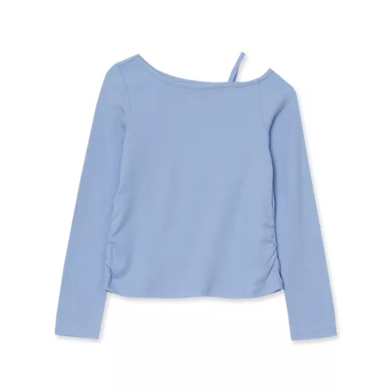 Girls Long Sleeve One Shoulder Rib Knit Top - primary