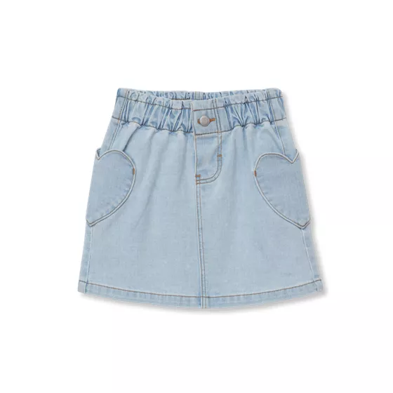 Girls Denim Skirt with Pockets - primary