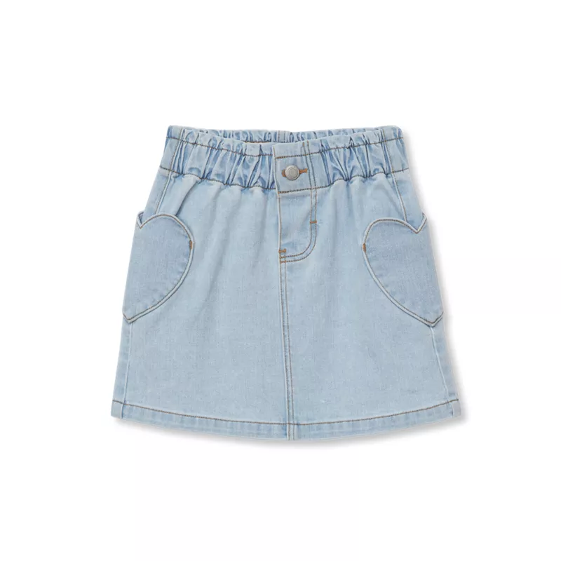 Girls Denim Skirt with Pockets, alternative image