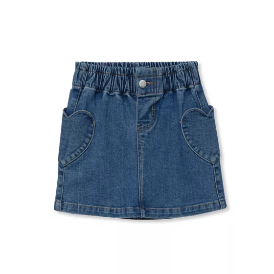 Girls Denim Skirt with Pockets - primary