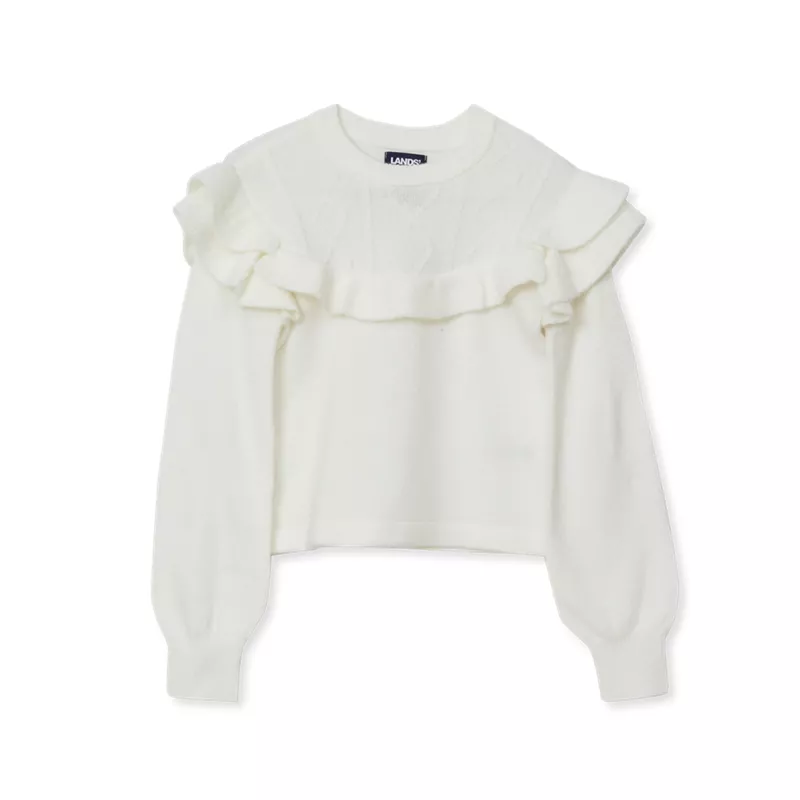 Girls Long Sleeve Ruffle Sweater, alternative image