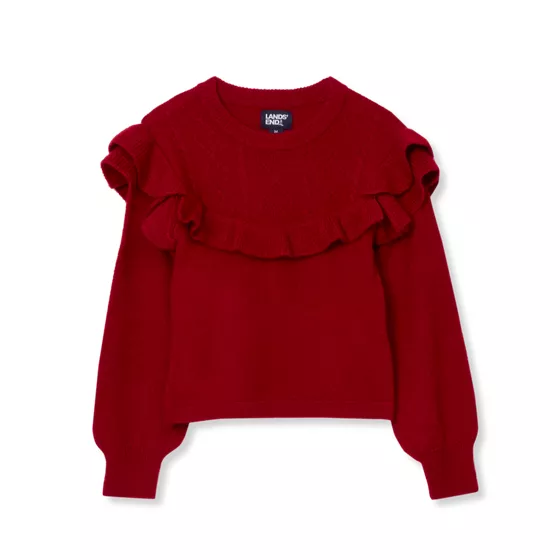Girls Long Sleeve Ruffle Sweater - primary