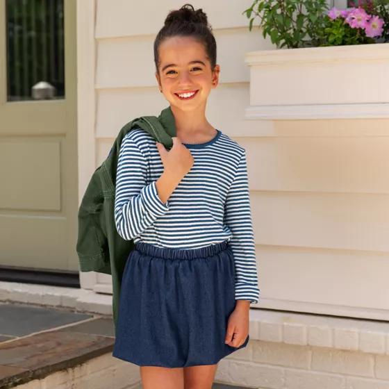 Girls Denim Bubble Skort - primary