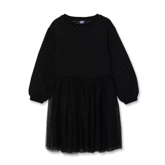 Girls Long Sleeve Mixed Media Dress - primary