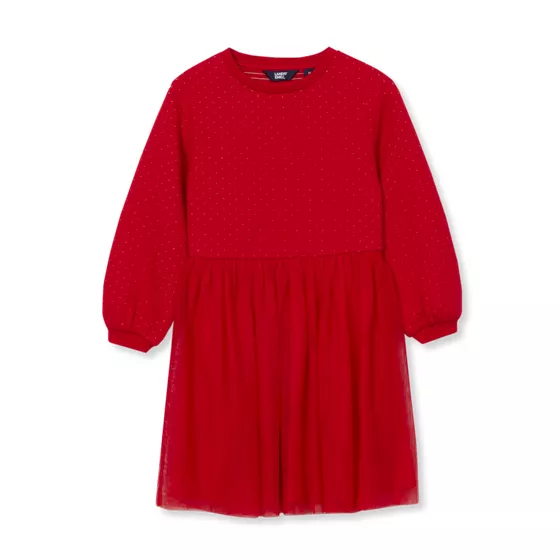 Girls Long Sleeve Mixed Media Dress - primary