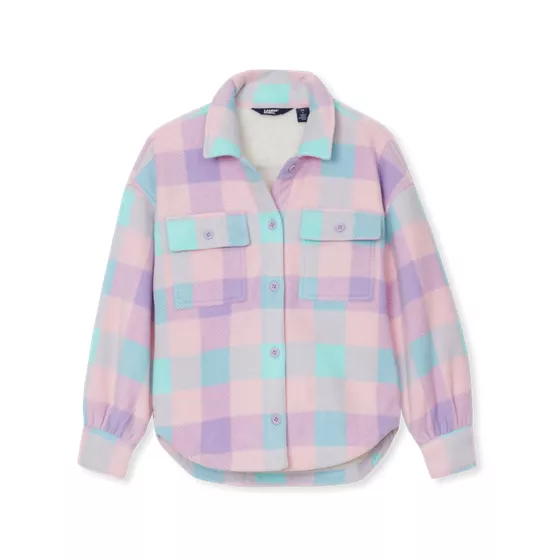 Girls Boxy Sherpa Shirt Jacket - primary