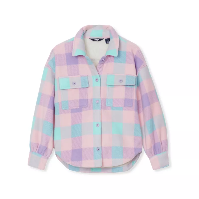 Girls Boxy Sherpa Shirt Jacket, alternative image