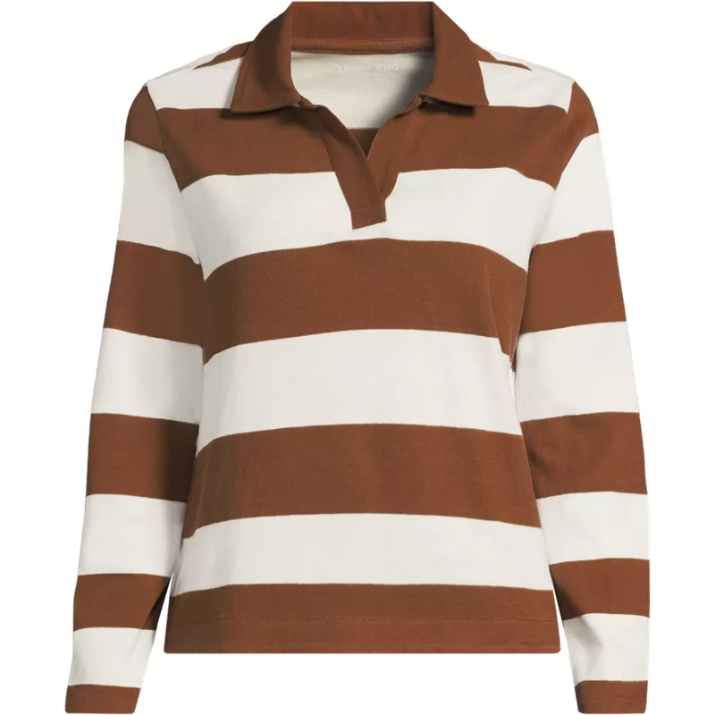 Women's Long Sleeve Boxy Mariner Rugby Polo, Front