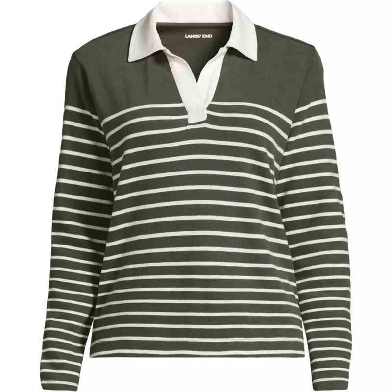 Women's Long Sleeve Boxy Mariner Rugby Polo, Front