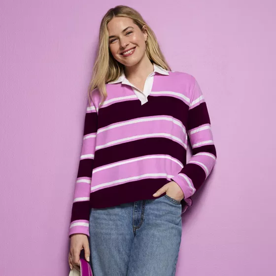 Women's Long Sleeve Boxy Mariner Rugby Polo - primary