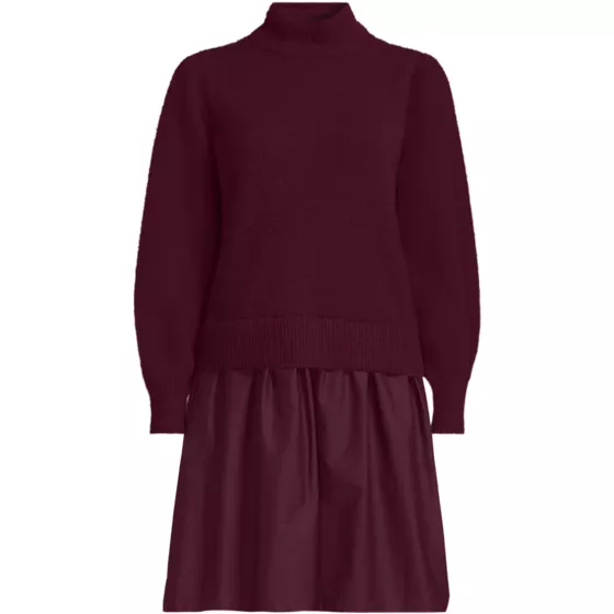 Women's Fuzzy Lantern Sleeve Twofer Dress - primary