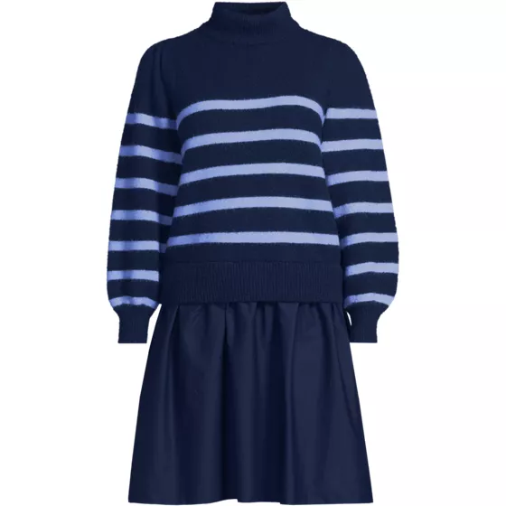 Women's Fuzzy Lantern Sleeve Twofer Dress - primary