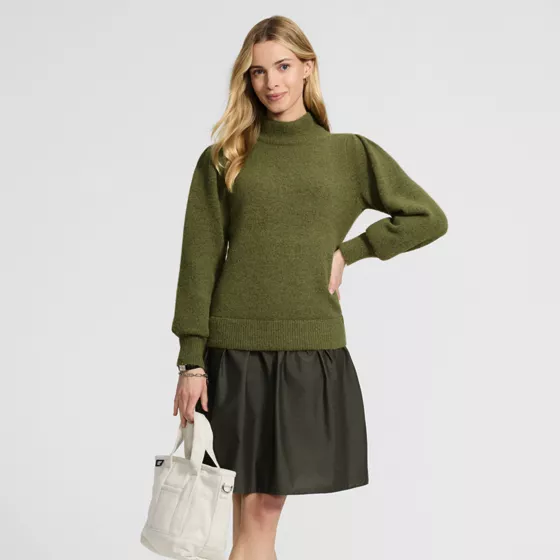 Women's Fuzzy Lantern Sleeve Twofer Dress - primary