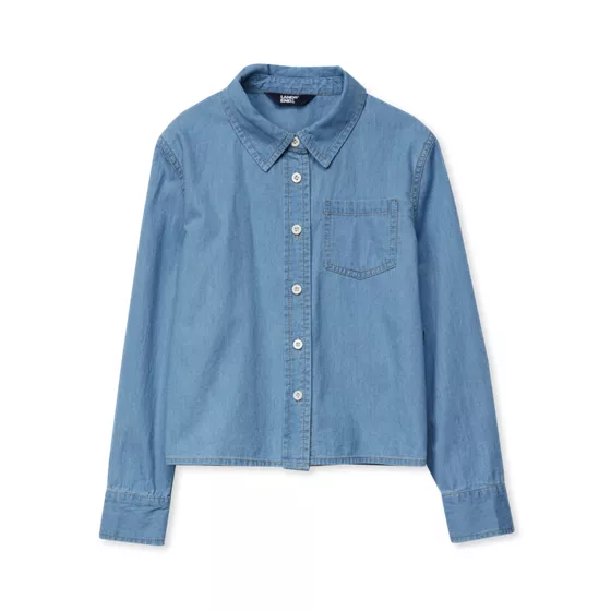 Girls Long Sleeve Denim Shirt - primary