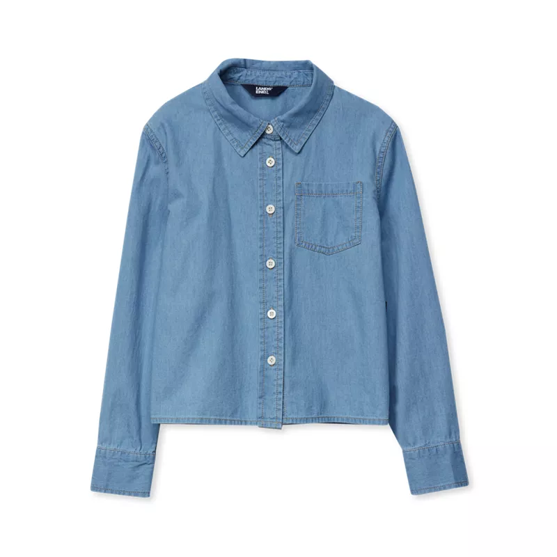 Girls Long Sleeve Denim Shirt, alternative image