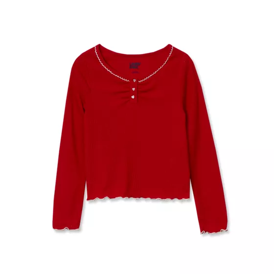 Girls Long Sleeve Sleep Henley - primary