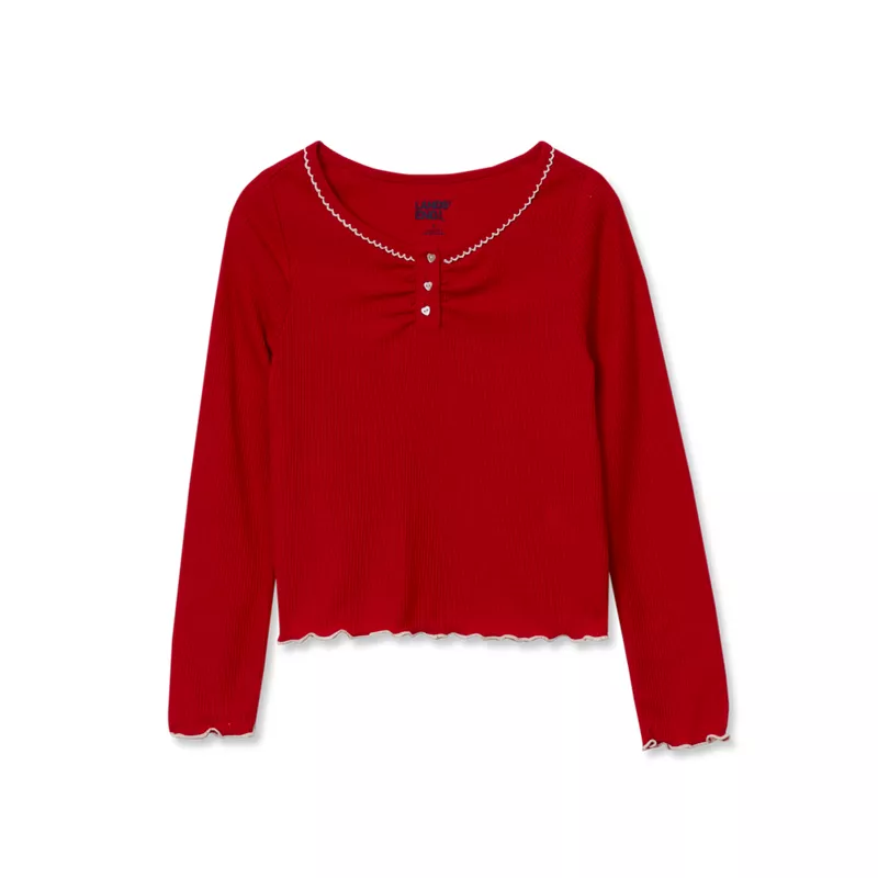 Girls Long Sleeve Sleep Henley, alternative image