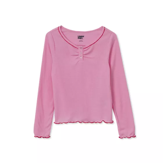 Girls Long Sleeve Sleep Henley - primary