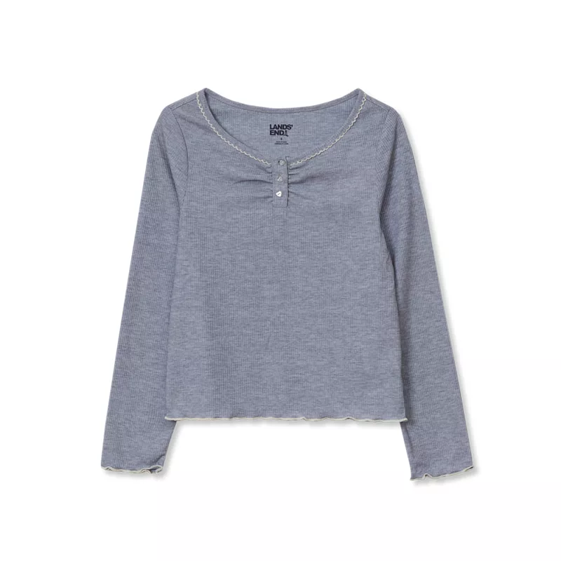 Girls Long Sleeve Sleep Henley, alternative image