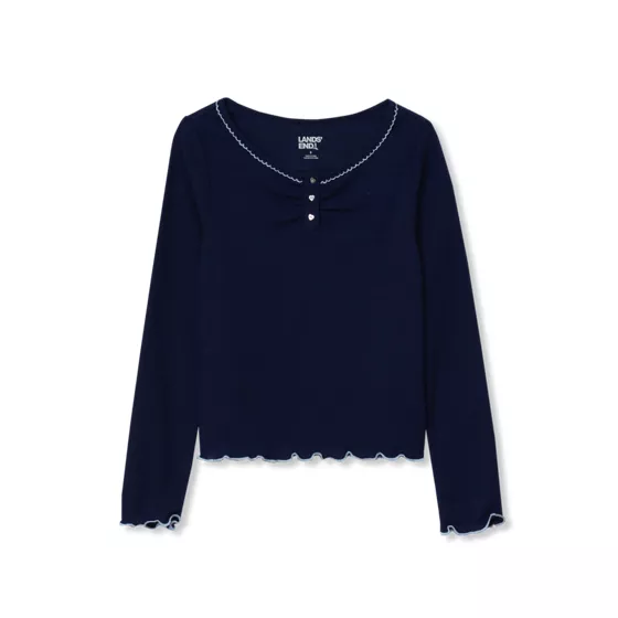 Girls Long Sleeve Sleep Henley - primary