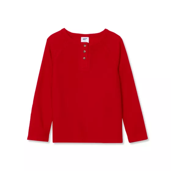 Boys Waffle Pajama Henley - primary